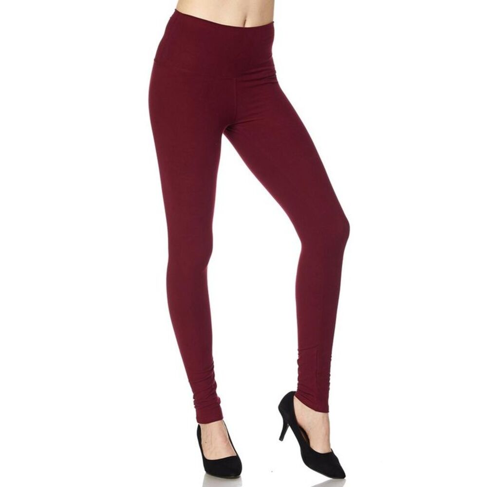 World of Leggings Brushed High Waisted Basic Solid Plus Size Leggings - 5 Inch